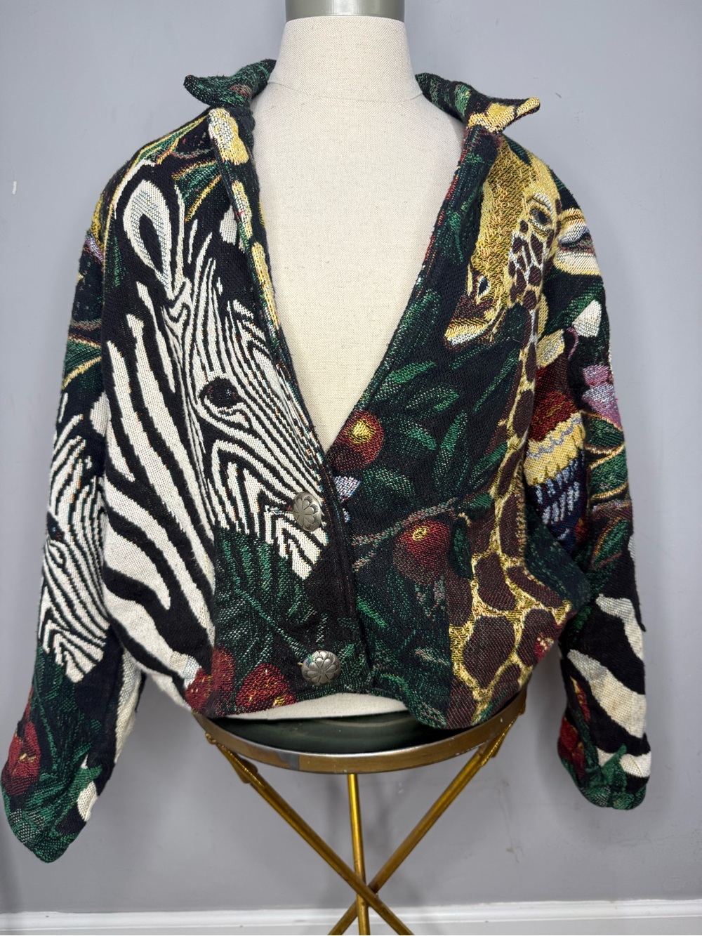 Rare Vintage Painted Pony One Size Knit Statement Jacket 🖤